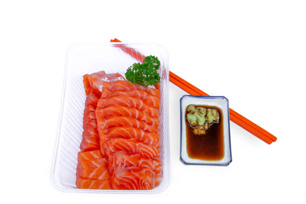 Salmon - Seafood, Sashimi, Cut Out, Fillet, Freshness stock photo