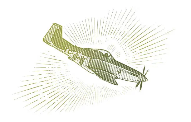 Vector illustration of P-51 Mustang fighter plane
