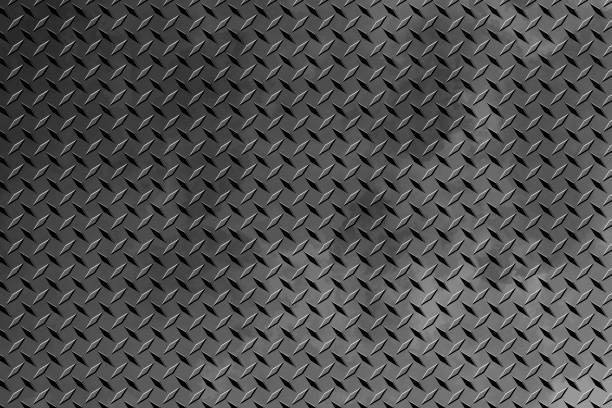 grey metal stainless steel diamond plate embossed floor traction safety tread vector art illustration