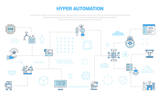 hyper automation concept with icon set template banner with modern blue color style vector illustration