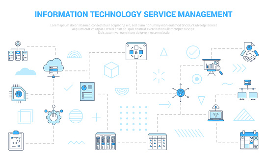 itsm information technology service management concept with icon set template banner with modern blue color style vector illustration