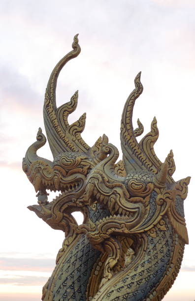 istock Golden Naga head stucco art 1454089639