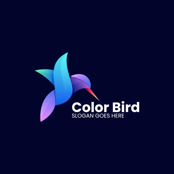 Vector illustration of Vector Illustration Bird Gradient Colorful Style