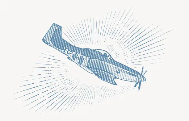 Vector illustration of World War II Fighter Plane. P-51 Mustang