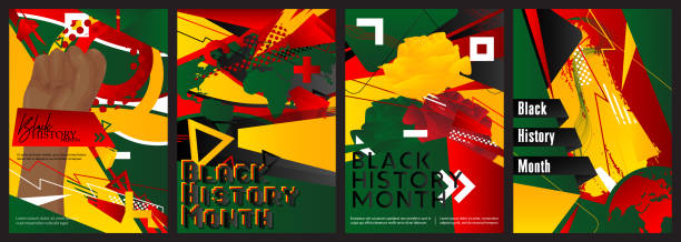 istock Luxury deluxe Black History Month (in February) Poster Collection. Set of abstract event template for website, banner, book cover, presentation. 1454094861