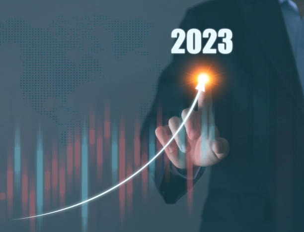 istock Businessman planning a stock analysis strategy positive digital technology stock growth development Signs business success in 2023 1454095871