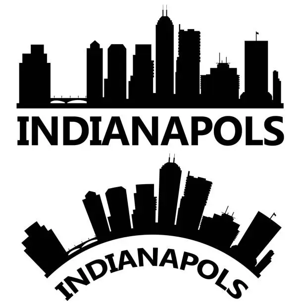 Vector illustration of Indianapolis USA city skyline silhouette. Indiana skyline sign. Landscape City Design. flat style.