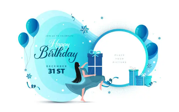 Vector illustration of Children Birthday Party Invitation Card Design