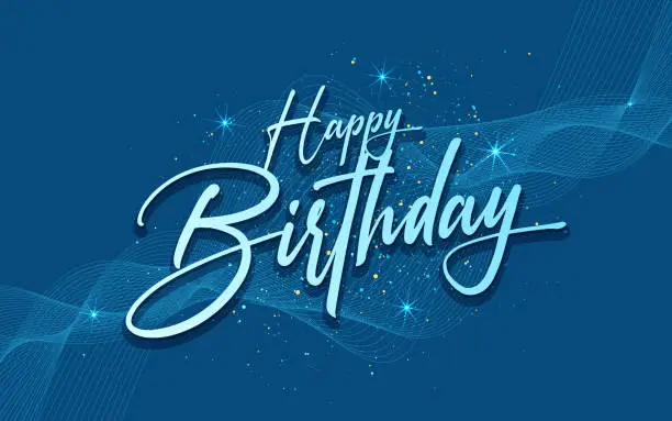 Vector illustration of Happy Birthday sign with sparkling