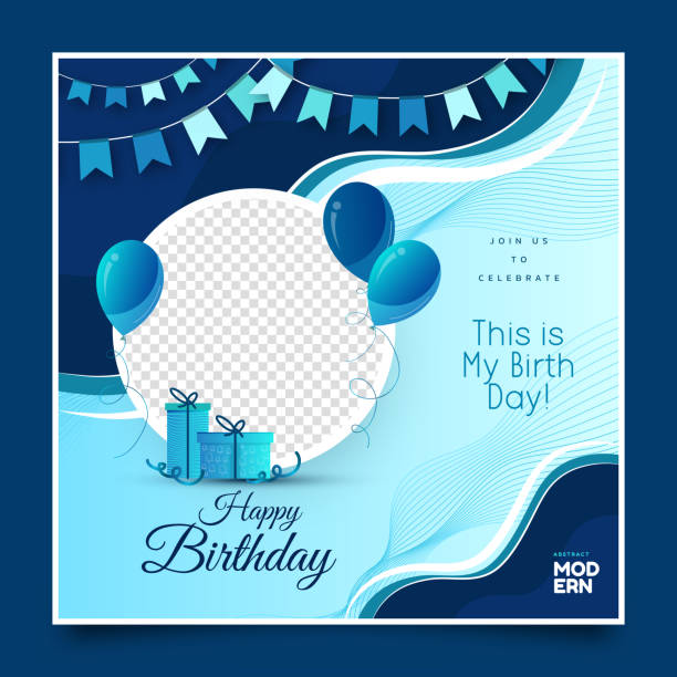 생일 카드 디자인 - balloon blue bunch cheerful stock illustrations