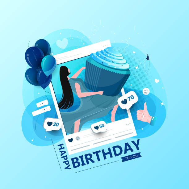 ramka na zdjęcia do koncepcji obchodów urodzin - birthday birthday card cake cupcake stock illustrations