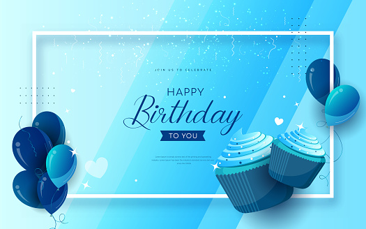 Happy Birthday background. Greeting card, poster template, party invitation frame layout. Vector Illustration.