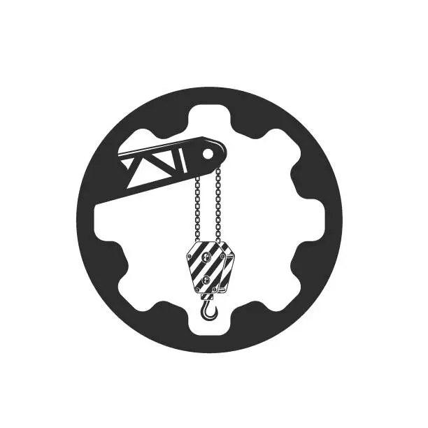 Vector illustration of gear crane hook vector element concept design template