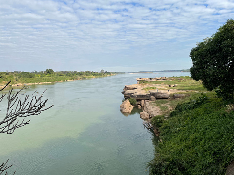 San Francisco River seen in Piranhas City, Alagoas state, Brazil. By the left side is Piranhas city and by the right side is Canindé de São Francisco city.