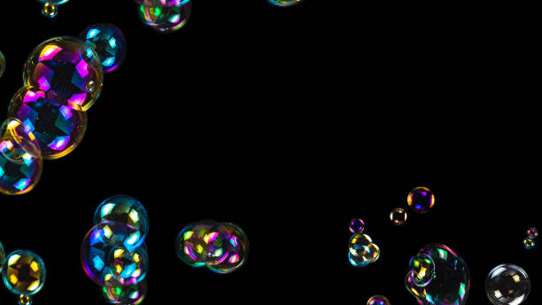 soap bubbles isolated on a black background - 6008 imagens e fotografias de stock