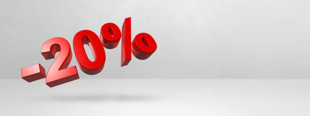istock 20% off discount offer. 3D illustration isolated on white. Horizontal banner 1454111802
