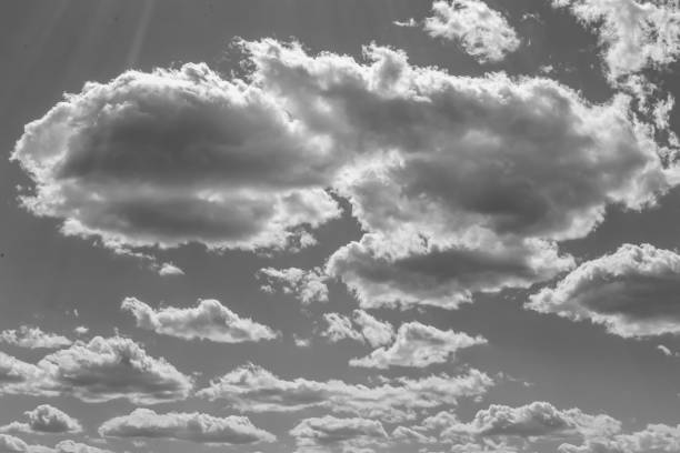 istock Photography on theme white cloudy sky in unclear long horizon 1454115327