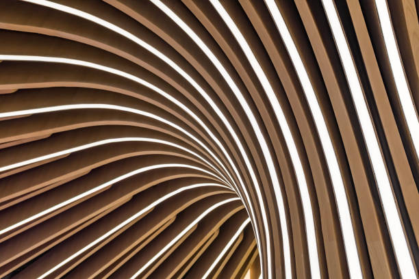 istock Wooden decorative ceiling, striped columns, lampposts 1454118362