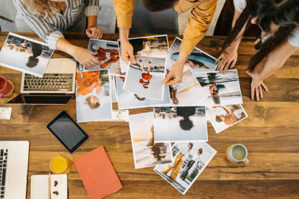 A team choosing a magazine cover