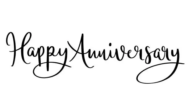 Vector illustration of HAPPY ANNIVERSARY! black brush lettering banner