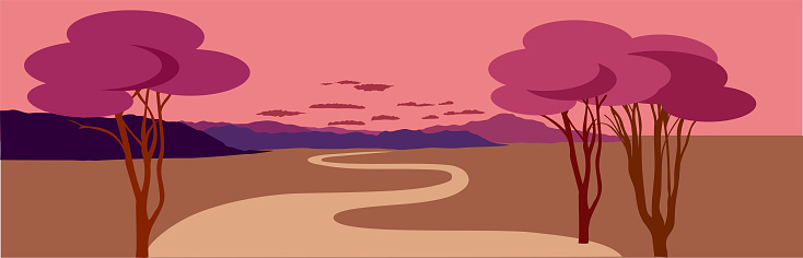 River valley in abstract colors illustration