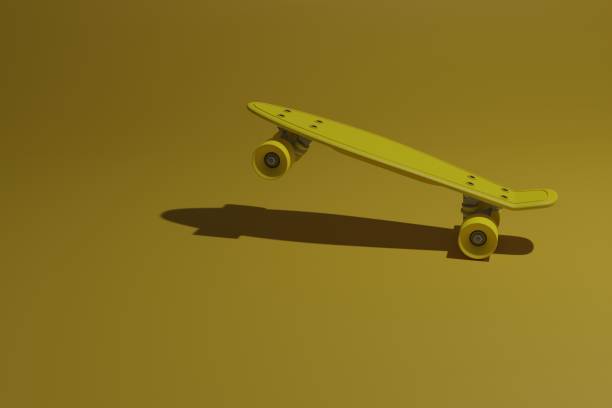 istock Yellow skateboard yellow color background. 3D rendering lifestyle 1454124519