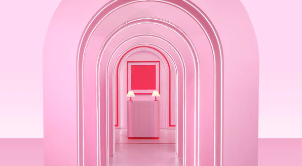 istock minimal abstract background abstract tunnel loop. geometric shape group set pink. 1454125371