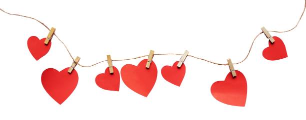 istock Abstract love paper hang hanging on rope for romantic design 1454126081