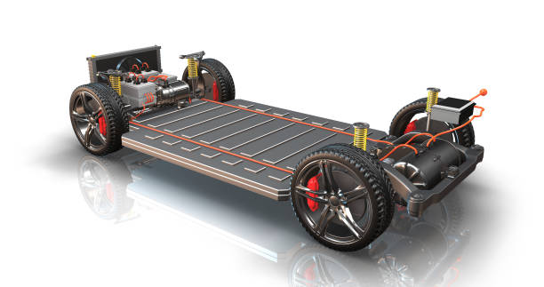 istock Generic electric car equipped with lithium battery pack. Sustainable energy. 1454127127