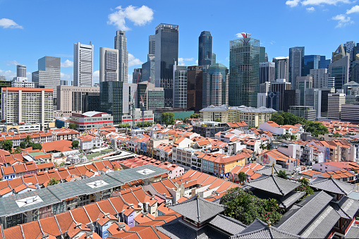 Raffles Place, the center of the Financial District, is located south of the Singapore River mouth and features some of the city's tallest buildings