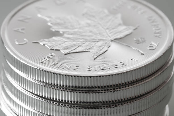istock Pile of fine silver Canadian coins 1454131105