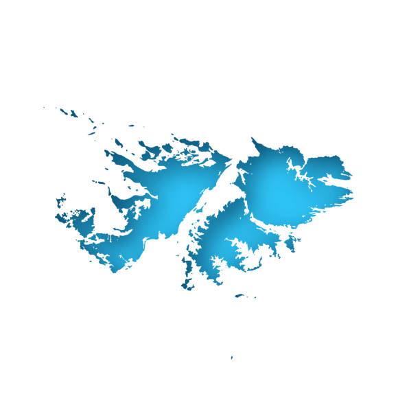 フォークランド諸島の地図 – 青の背景に白い紙を切り抜いた - falkland islands点のイラスト素材／クリップアート素材／マンガ素材／アイコン素材