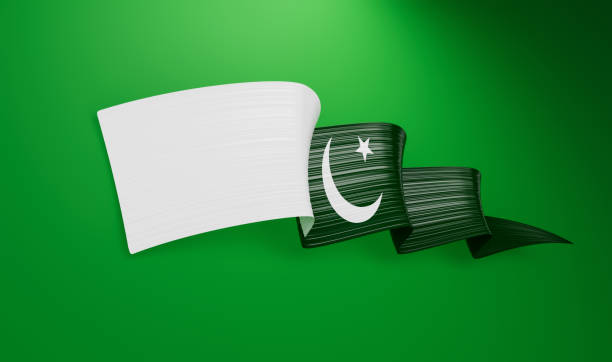istock Pakistani wavy flag abstract ribbon. 3d illustration. 1454133694