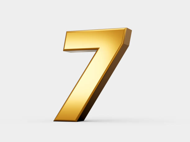 istock Golden metallic Number 7 Seven, White background 3d illustration 1454133732