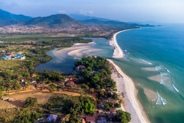 istock Aerial view of river two be 1454133821