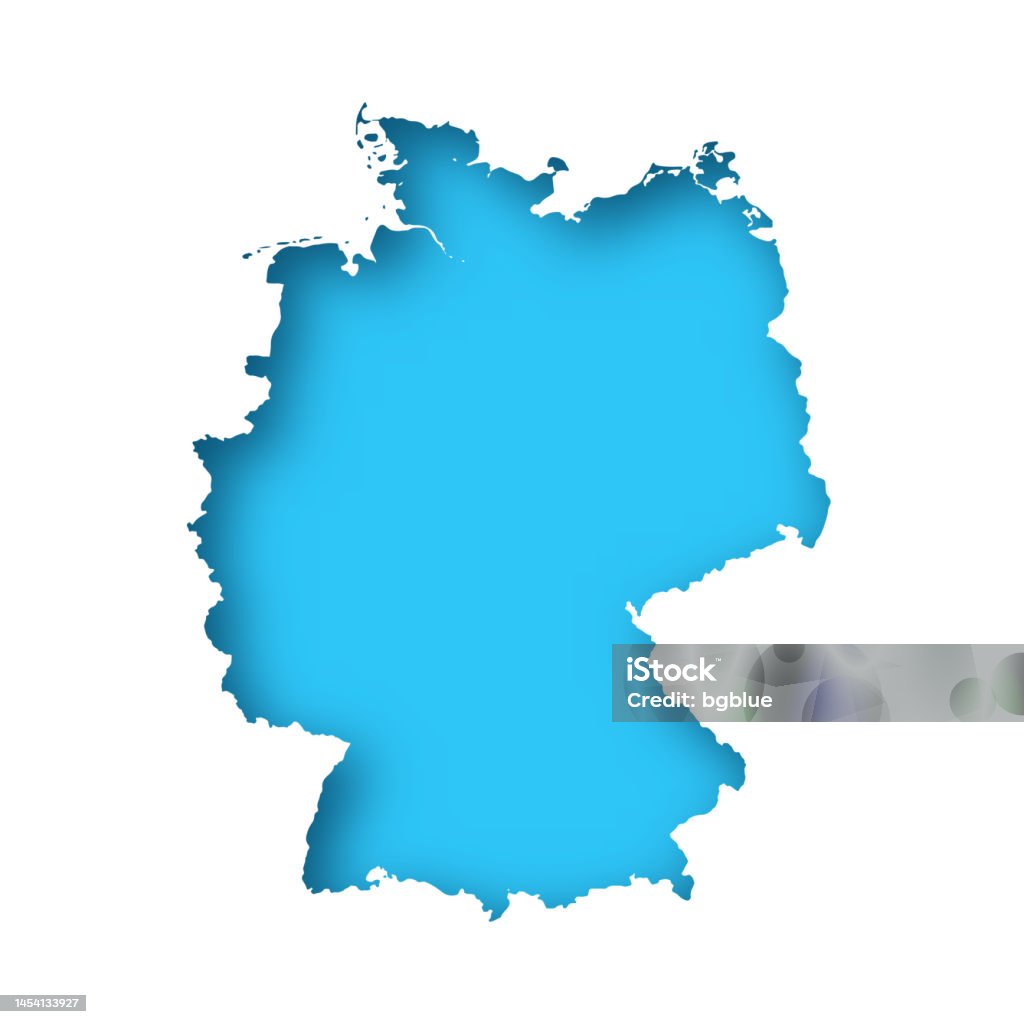Germany Edit Map Germany Map White Paper Cut Out On Blue Background Stock Illustration ...