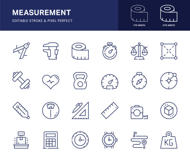 illustrations, cliparts, dessins animés et icônes de icônes de ligne de mesure. - mesurer