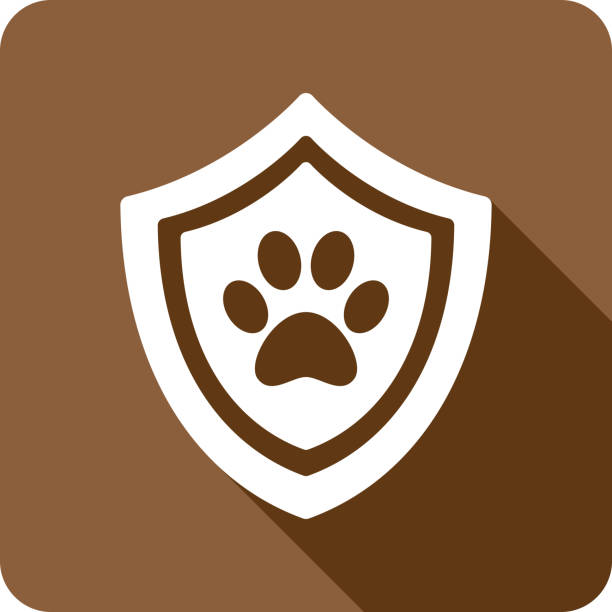 schild pfotenabdruck hund symbol silhouette - paw print paw shield vector stock-grafiken, -clipart, -cartoons und -symbole