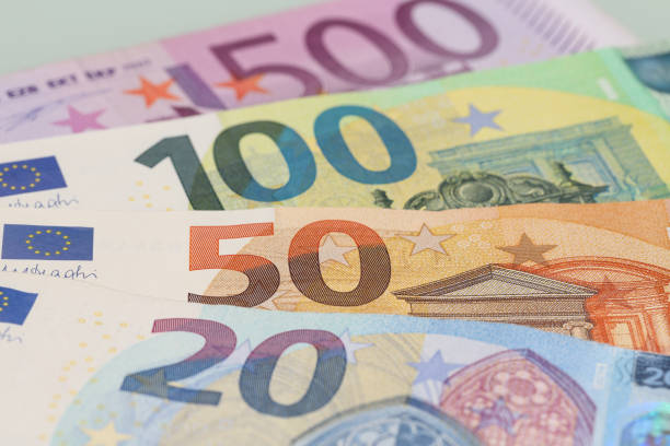 istock Closeup shot of different Euro banknotes 1454135885
