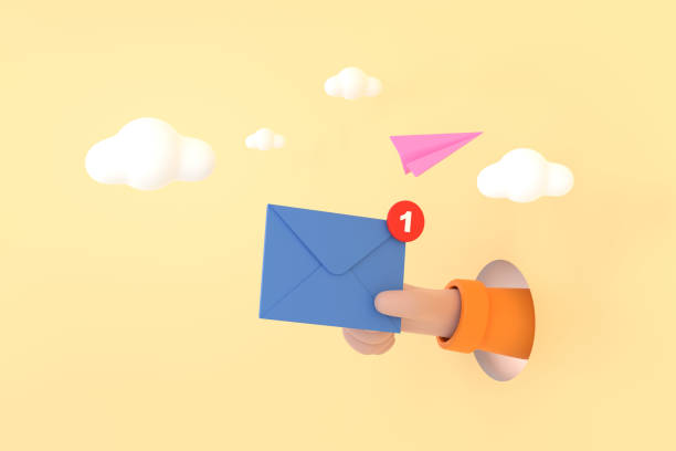 istock Hand hold an envelope of sending notification icon with paper airplane. 1454137368