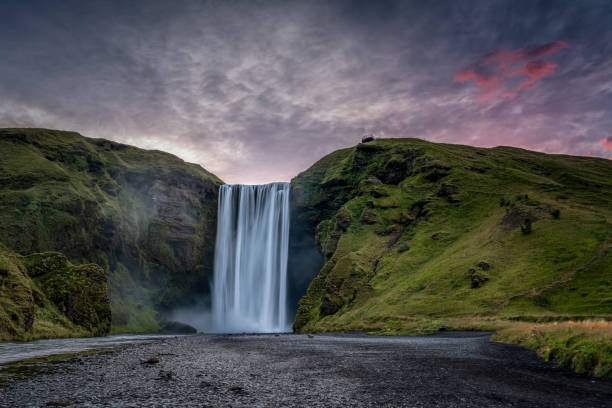 Skogafoss sunrise shot Sunrise shot at skogafoss in Iceland skogafoss stock pictures, royalty-free photos & images