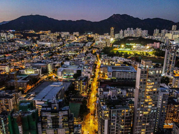 istock Beautiful cityscape with skyscrapers at sunset 1454141893
