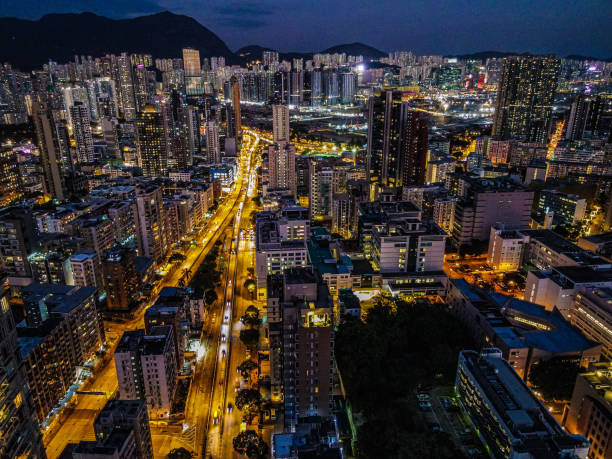 istock Beautiful cityscape with skyscrapers at sunset 1454141894