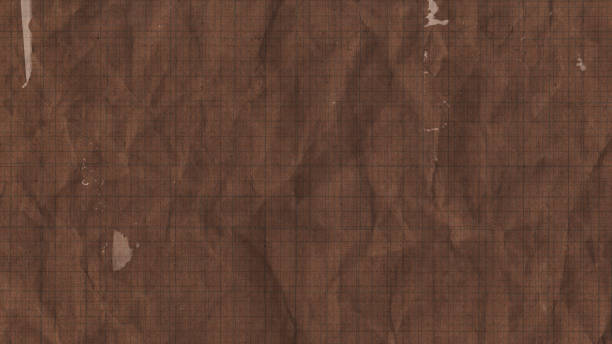 efecto angustiado en la textura arrugada del papel de cuadrícula marrón arrugado - paper craft brown wrinkled fotografías e imágenes de stock