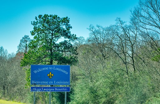 Welcome to Louisiana interstate sign, USA