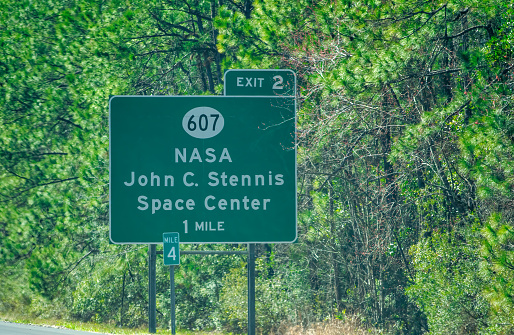 NASA John C Stennis Space Center sign along the highway.