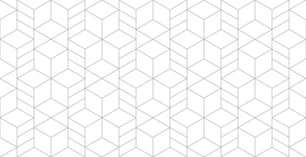 ilustraciones, imágenes clip art, dibujos animados e iconos de stock de patrón de rombo sin costuras vectoriales. fondo geométrico abstracto. elegante textura fractal. - cube pattern backgrounds textured
