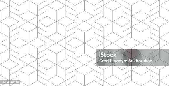 istock Vector seamless rhombus pattern. Abstract geometric background. Stylish fractal texture. 1454148718