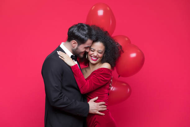 istock Beautiful couple celebrating Valentine's Day 1454153381