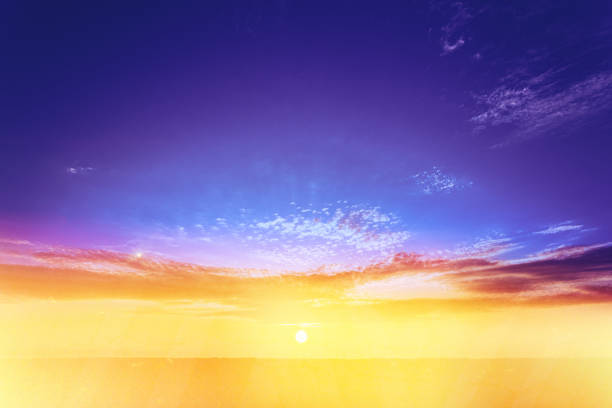 istock Sky Background With Colourful Gradient. Sunset, Sunrise Light And Starry Sky. Amazing Natural Bright Dramatic Sky In Different Colours During Sunset Sunrise Time. Bright Blue, Yellow, Orange Colors 1454154572